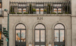 An exterior image of Restoration Hardware in Newport Beach. 