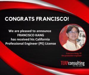 Image of Francisco Kang. Congrats for receiving his PE license in CA. 