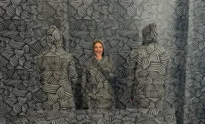 Black and white camouflage display at the Paradox Museum in Las Vegas, NV.