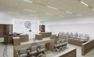 Image of the Menifee Justice Center Courtroom. 