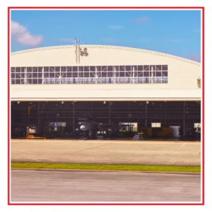 Image of a military hangar.