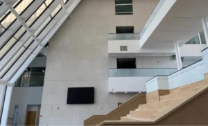 The interior atrium. Showing a side view from social staircase.